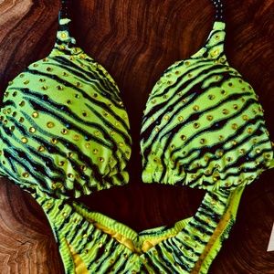 Vibrant Green/Yellow and Black FIGURE Competition Bikini